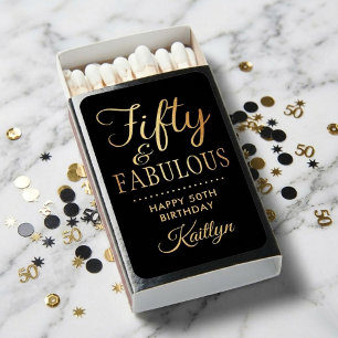Elegant Fifty and Fabulous! 50th Birthday Party Matchboxes