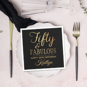 Elegant Fifty and Fabulous! 50th Birthday Party Napkins