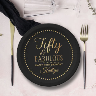 Elegant Fifty and Fabulous! 50th Birthday Party Paper Plates