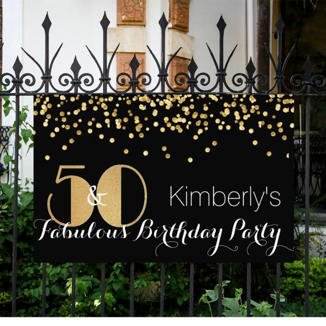 Elegant Fifty and Fabulous 50th Birthday Party Sign (Creator Uploaded)