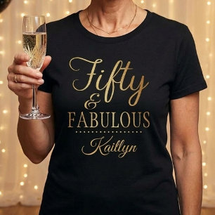 Elegant Fifty and Fabulous! 50th Birthday Party T-Shirt