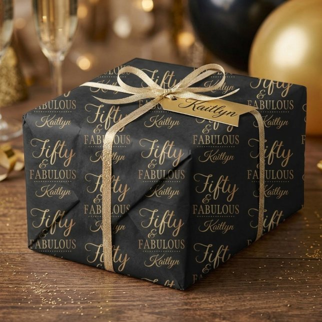 Elegant Fifty and Fabulous! 50th Birthday Party Tissue Paper (Creator Uploaded)