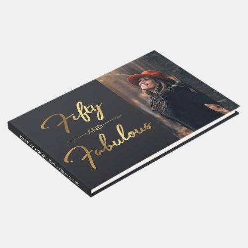 Elegant Fifty And Fabulous 50th Birthday Photo Guest Book