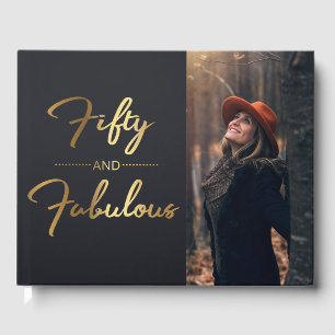 Elegant Fifty And Fabulous 50th Birthday Photo Guest Book