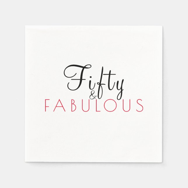 Elegant fifty and fabulous birthday party napkins (Front)