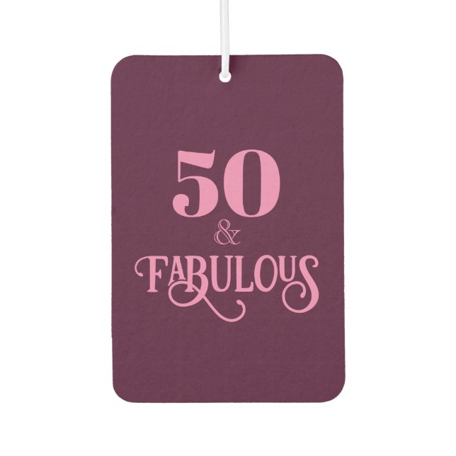 Elegant Fifty and Fabulous Burgundy Birthday Air Freshener (Front)
