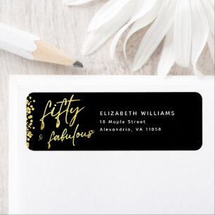 Elegant Fifty and Fabulous Confetti Birthday Label