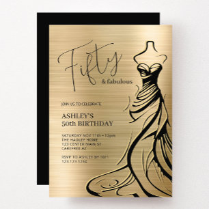 Elegant Fifty and Fabulous Dress 50th Birthday Invitation