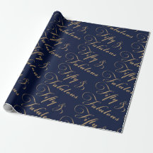 Elegant Fifty and Fabulous Gold Navy
