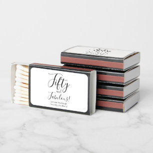 Elegant Fifty and Fabulous Name 50th Birthday Matchboxes