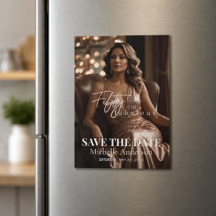 Elegant Fifty and Fabulous Photo Save the Date Magnetic Invitation