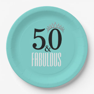Elegant Fifty and Fabulous Tiara Inspired Paper Plates