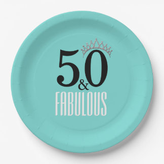 Elegant Fifty and Fabulous Tiara Inspired Paper Plates