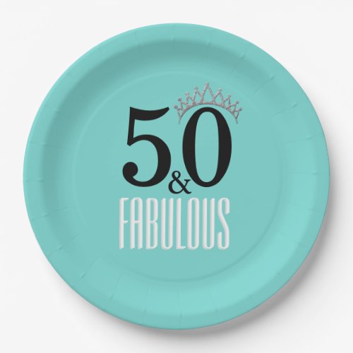 Elegant Fifty and Fabulous Tiara Inspired Paper Plates