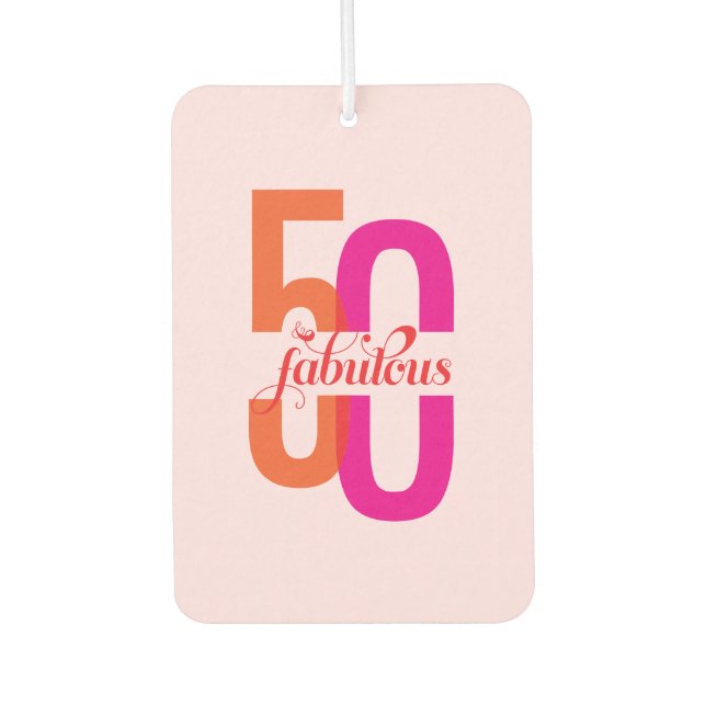 Elegant Fifty & Fabulous 50th Birthday Air Freshener (Front)