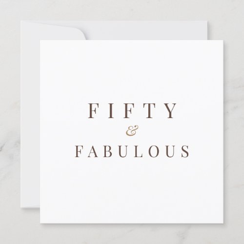 Elegant Fifty  Fabulous 50th Birthday Invitation