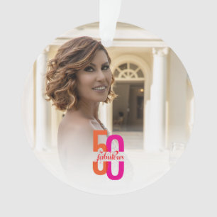 Elegant Fifty & Fabulous 50th Birthday Ornament