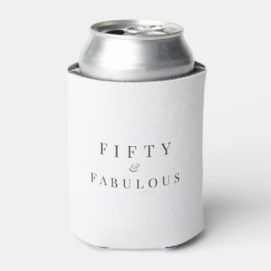 Elegant Fifty & Fabulous Birthday Modern White Can Cooler