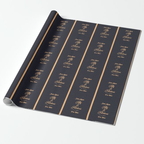 Elegant Fifty  Fabulous Birthday  Wrapping Paper