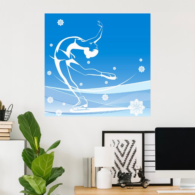 Elegant Figure Skater Silhouette Snowflakes Poster (Creator Uploaded)