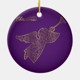 Elegant filigree angel ceramic ornament