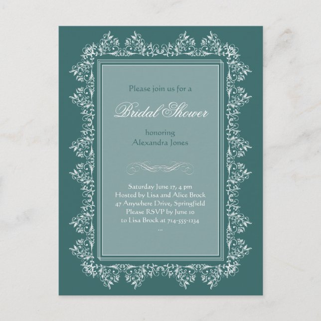Elegant Filigree Bridal Shower Party Invitation (Front)