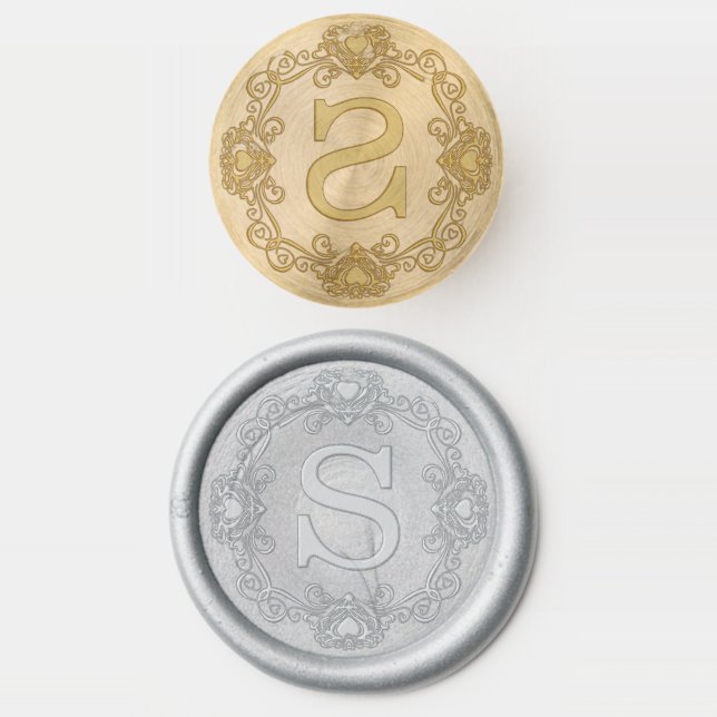 Elegant Filigree Choose Color Wedding Wax Seal Stamp (Stamped)