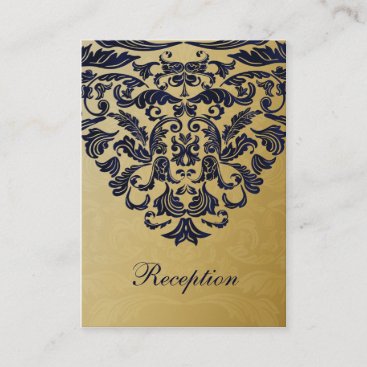Elegant Filigree Navy Gold Wedding Enclosure Card