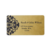 Elegant Filigree Navy Gold Wedding Label