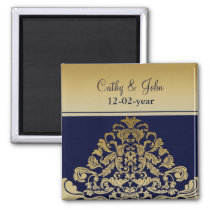 Elegant Filigree Navy Gold Wedding Magnet