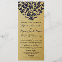 Elegant Filigree Navy Gold Wedding Program