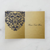 Elegant Filigree Navy Gold Wedding Thank You Card (Inside)