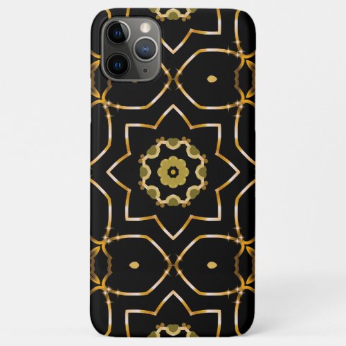 Elegant Filigree Sparkly Shiny Gold  Black Mosaic iPhone 11 Pro Max Case