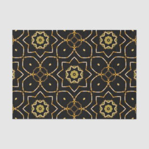 Elegant Filigree Sparkly Shiny Gold & Black Mosaic Tissue Paper