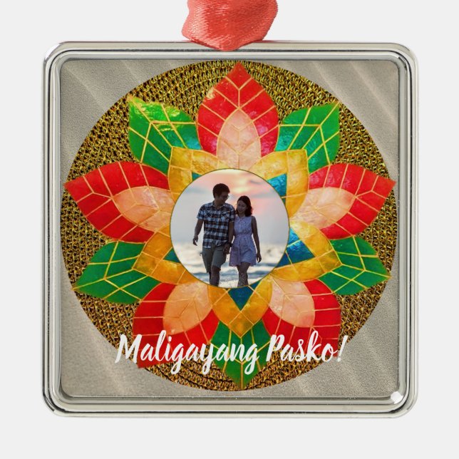 Elegant Filipino Parol Style, Beach, Philippines Metal Ornament (Front)