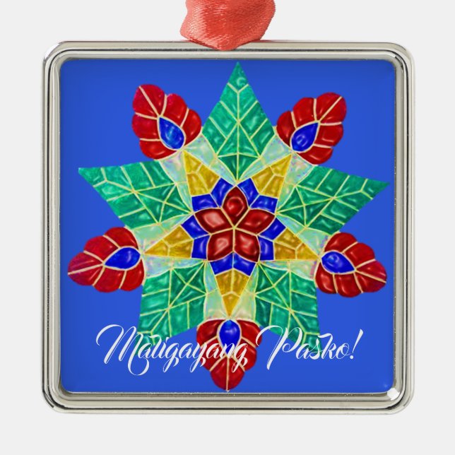 Elegant Filipino Parol Style, FilAm, Philippines Metal Ornament (Front)