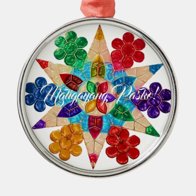 Elegant Filipino Parol Style, FilAm, Philippines Metal Ornament (Front)