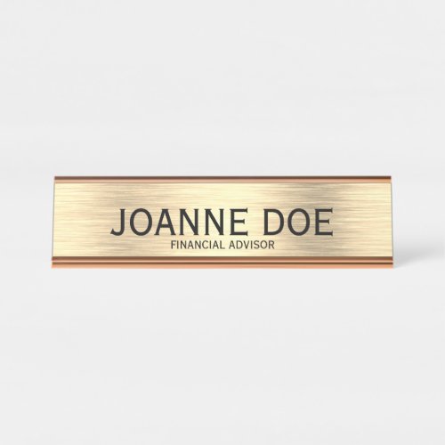 Elegant Financial Advisor Metallic Desk Name Plate