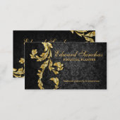 Elegant Financial Planner Gold Leaf Black Gray Business Card (Front/Back)
