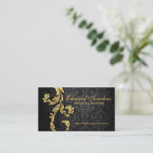 Elegant Financial Planner Gold Leaf Black Gray Business Card (Standing Front)