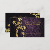 Elegant Financial Planner Gold Leaf Purple Business Card (Front/Back)