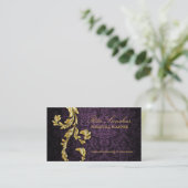 Elegant Financial Planner Gold Leaf Purple Business Card (Standing Front)