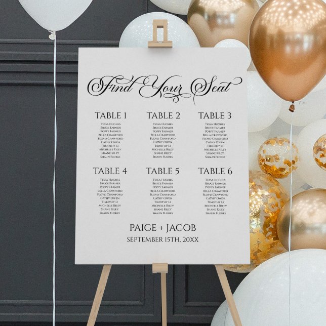 Elegant Find Your Seat Small Wedding Seating Chart Foam Board (Creator Uploaded)