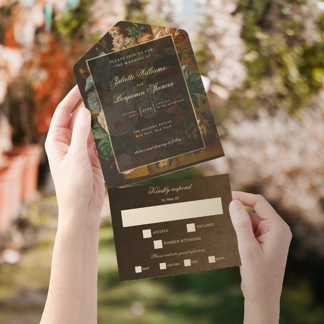 Elegant Fine Art Floral Still Life Wedding All In One Invitation (Creator Uploaded)