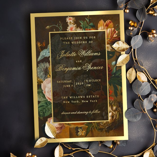 Elegant Fine Art Floral Still Life Wedding Foil Invitation (Creator Uploaded)