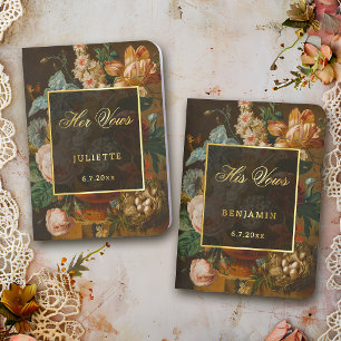 Elegant Fine Art Floral Still Life Wedding Foil Vow Books
