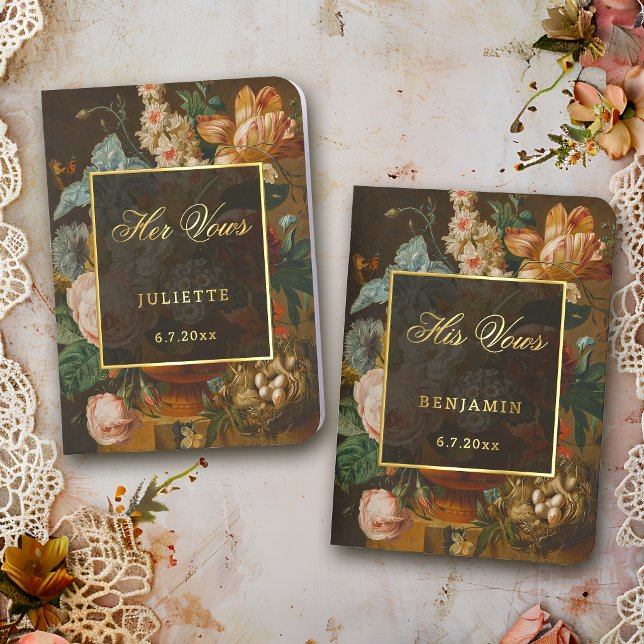 Elegant Fine Art Floral Still Life Wedding Foil Vow Books (Creator Uploaded)