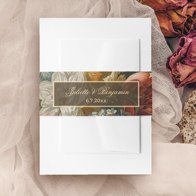 Elegant Fine Art Floral Still Life Wedding Invitation Belly Band (Creator Uploaded)