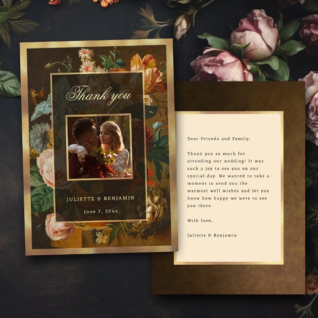 Elegant Fine Art Floral Still Life Wedding Thank You Card (Creator Uploaded)