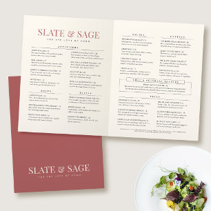 Elegant Fine Dining Restaurant Red Folded Menu